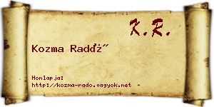 Kozma Radó névjegykártya